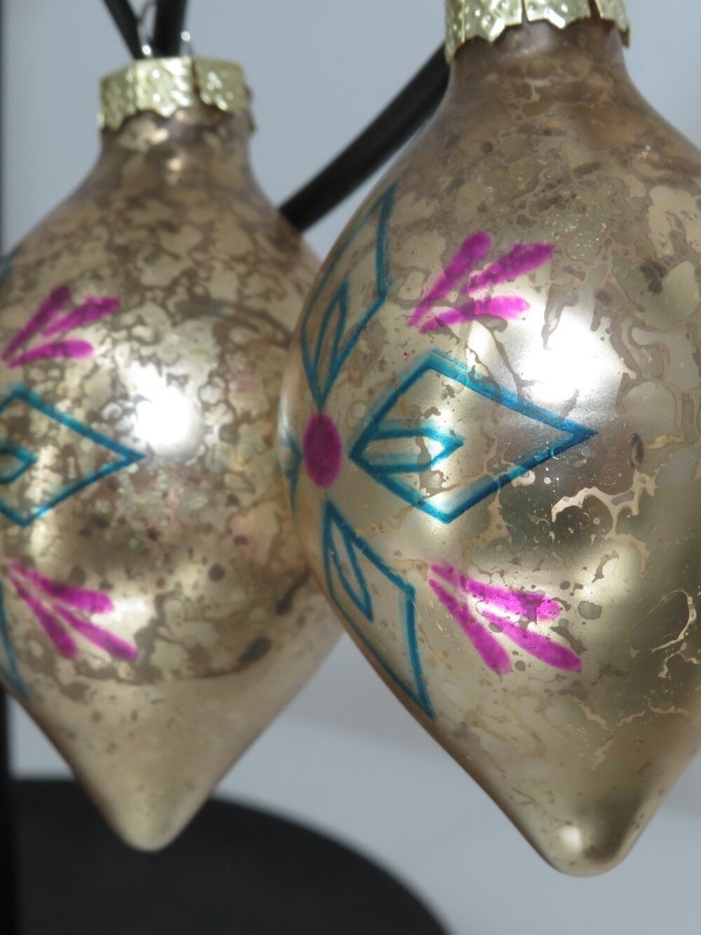 Mercury Glass Christmas Ornaments Gold Pink Lot 18 Vintage Style Tree Decor 2 In